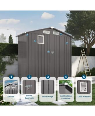6X3.5FT Metal Outdoor Storage Shed, Gray
