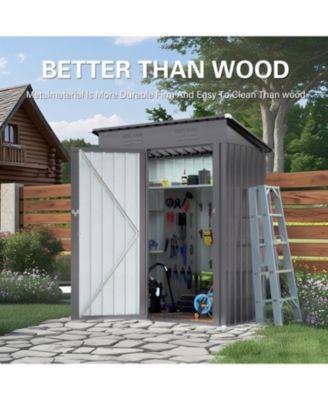 5x3 FT Metal Outdoor Storage Shed, Gray