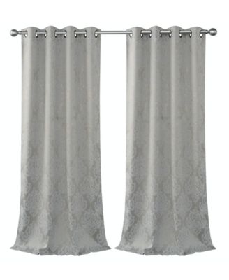 Living 2 Pack Delaney Room Darkening Damask Print Grommet Curtain - 52 in. W x 84 in. L