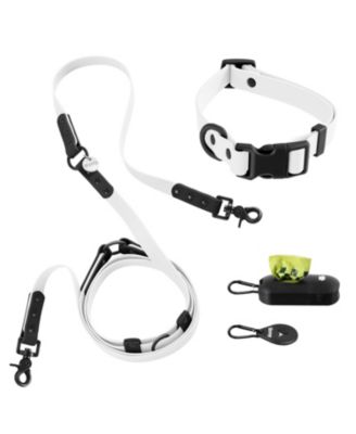 Luna 8FT Adjustable 6-in-1 Waterproof Hands-Free Leash and Collar with LED Flashlight, Bag Dispenser, and Poop Bag Holder