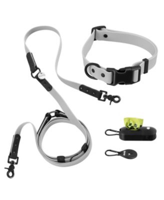 Luna 8FT Adjustable 6-in-1 Waterproof Hands-Free Leash and Collar with LED Flashlight, Bag Dispenser, and Poop Bag Holder