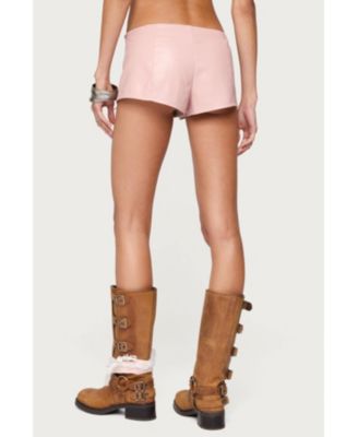 Womens Elisha Lace Up Faux Leather Shorts