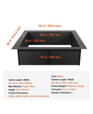 Square Steel Fire Pit Ring Liner – Heavy-Duty Outer Liner for DIY Campfire and Backyard Fire Pits