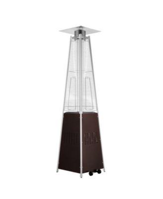 Outdoor Pyramid-Style Propane Patio Heater with Glass Flame Tube and Wheels – Elegant Heating for Garden or Patio
