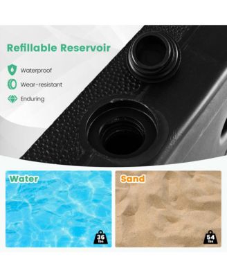 Patio Umbrella Base w/ 4 Universal Wheels 2 Receivers Square Pole Stand Outdoor