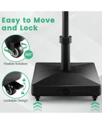 Patio Umbrella Base w/ 4 Universal Wheels 2 Receivers Square Pole Stand Outdoor