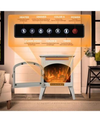 Electric Fireplace Heater 17" with Remote Control, Cathedral Stylish, Different Flame Effects and Log Set Colors, Adjustable Brightness and Heating Mode, Overheating Safe Design