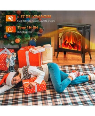 Cowsar 17" Electric Fireplace Heater with Remote – Cathedral Style, Adjustable Flame Effects, Log Colors & Safe Heating Modes.