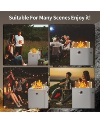 20" Square Fire Pit Table, Propane Fire Pit Table with Lava Rock/Windshield, for 20lbs Gas Tanks, Outdoor Fire Pit Table for Camping/Courtyard/Garden