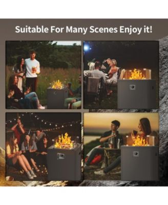 20" Square Fire Pit Table, Propane Fire Pit Table with Lava Rock/Windshield, for 20lbs Gas Tanks, Outdoor Fire Pit Table for Camping/Courtyard/Garden