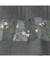 Complete 5 Pc Window in a Bag Embroidered Floral Country Flax Sheer Curtain & Valance Set - 54 in. W x in. L