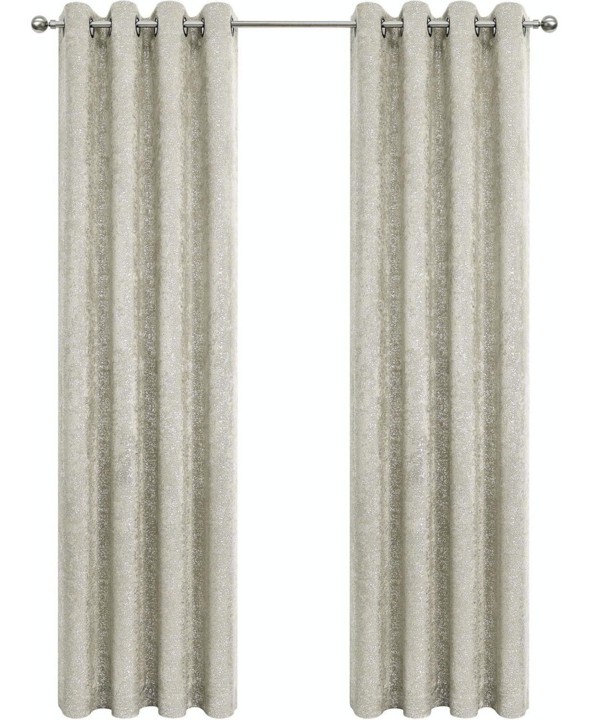 2 Piece Metallic Sparkle Thermal Grommet Blackout Curtain Panels - White