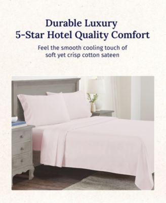 5-Star Luxury 600 Thread Count Cotton Sateen 4 Piece Sheet Set, King