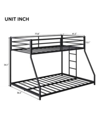 Metal Bunk Bed Twin Over Full with Stairs