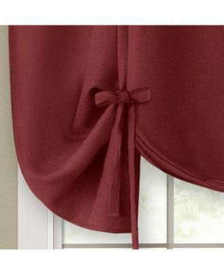 Shabby Linen Farmhouse Sheer Flax Curtain Tie Up Single Window Curtain Shade - 42 in. W x 63 in. L, Toast