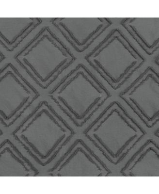 Contemporary Geometric Shabby Diamond Clipped Rod Pocket Single Window Curtain Panel - 84 in. Long - Gray