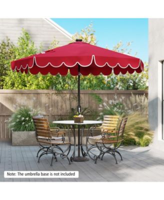 9.3 FT Solar Patio Umbrella w/ 32 LED Lights and Vented Top and Ruffles