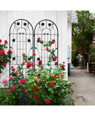 2 Pack Metal Garden Trellis 71" Rustproof Black