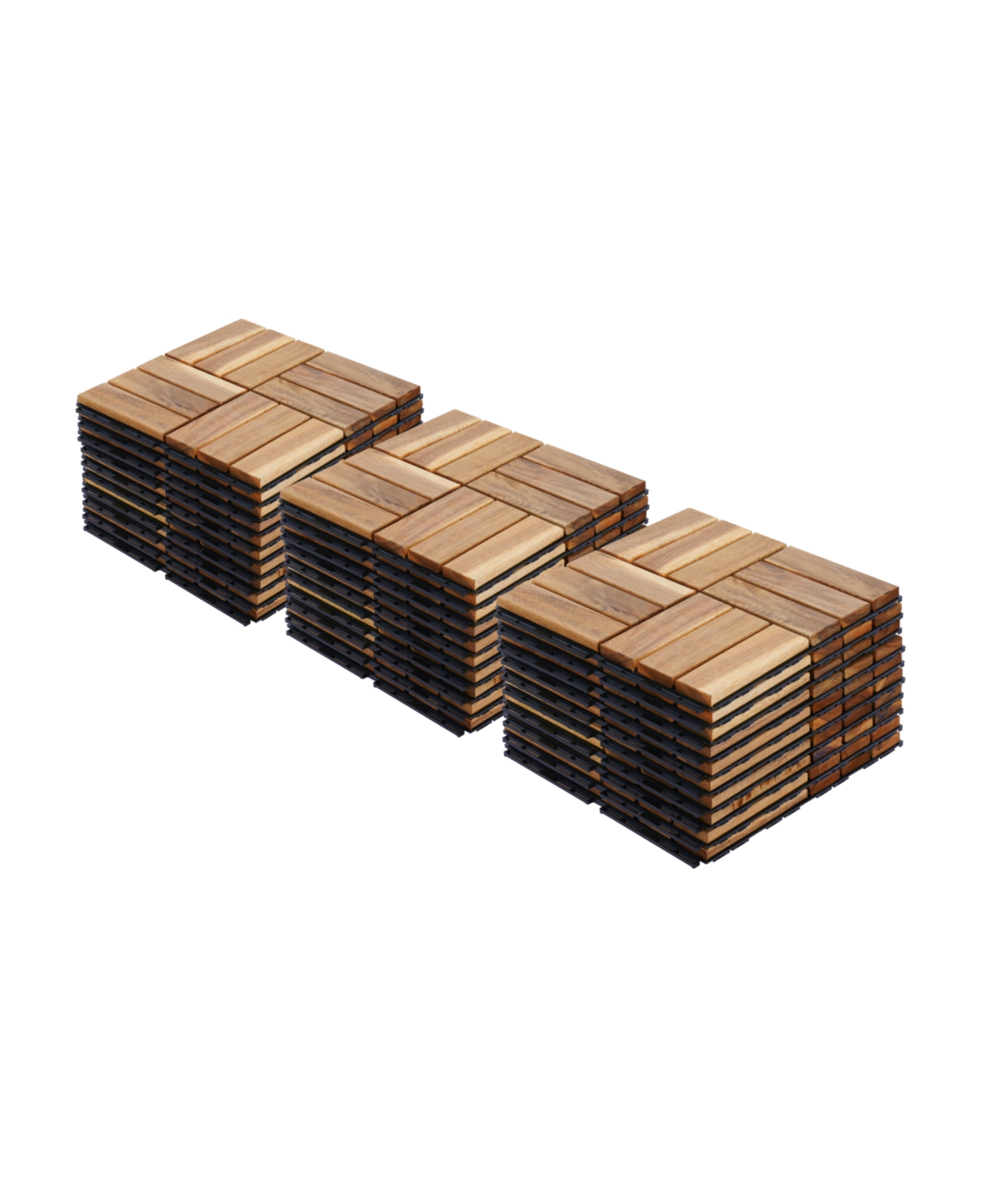 Acacia Deck Tiles, Checker, 12"x12", Yellow, 30-Pack - Yellow