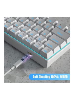 60% Wired Mechanical Gaming Keyboard, Ice Blue LED Backlit 61 Keys Mini Wired Office Keyboard