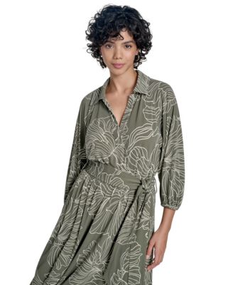 Women's 3/4-Sleeve Jersey A-Line Dress