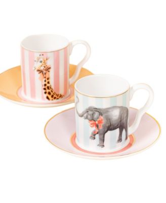 Animal Espresso Cups and Saucers, Set of 2
