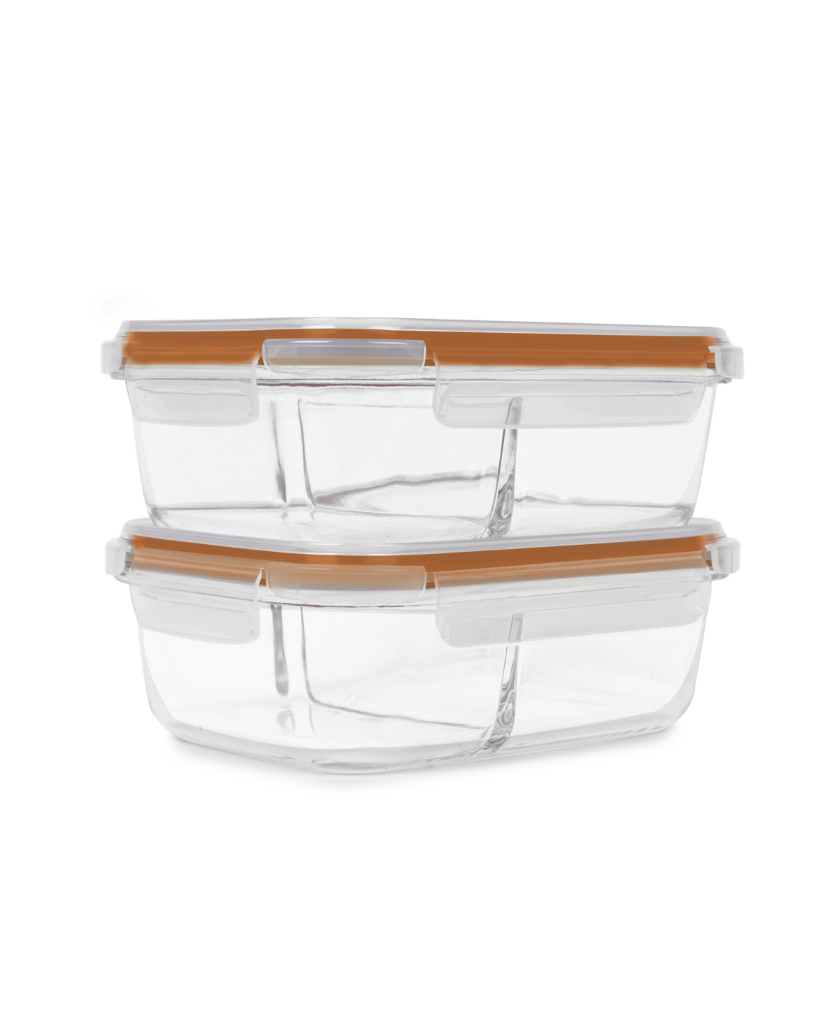 Sedona Kitchen 2-pack Two Compartment Glass Storage Set In Orange