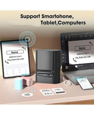 Polono Label Maker Machine with Tape, PM220-A Bluethooth Label Printer, 2 Inch Portable Thermal Printer for Small Business, Address, Logo, Clothing, Sticker Printer for Phones & PC, Black