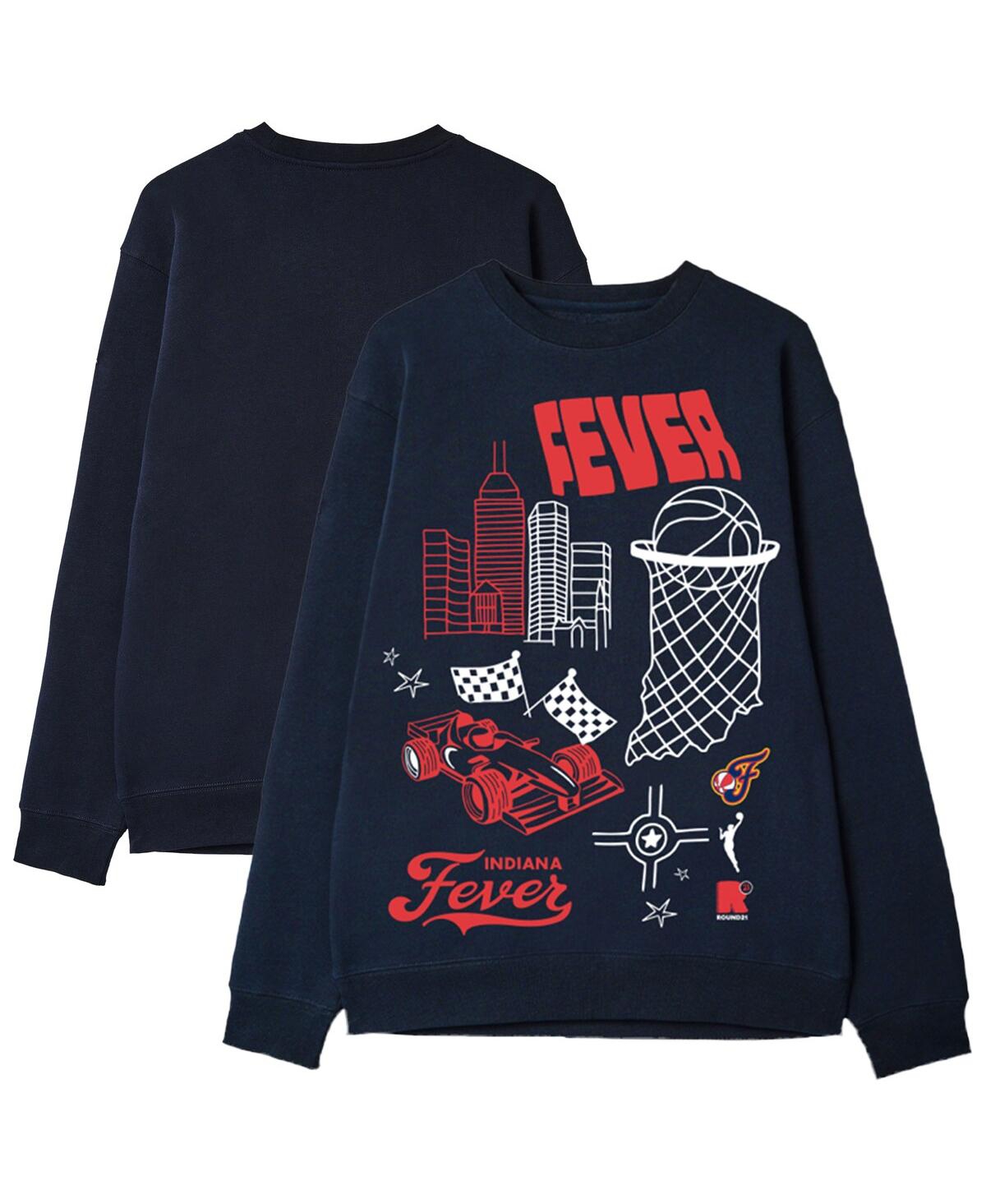 Men's and Women's Navy Indiana Fever Wallpaper Pullover Sweatshirt - Navy