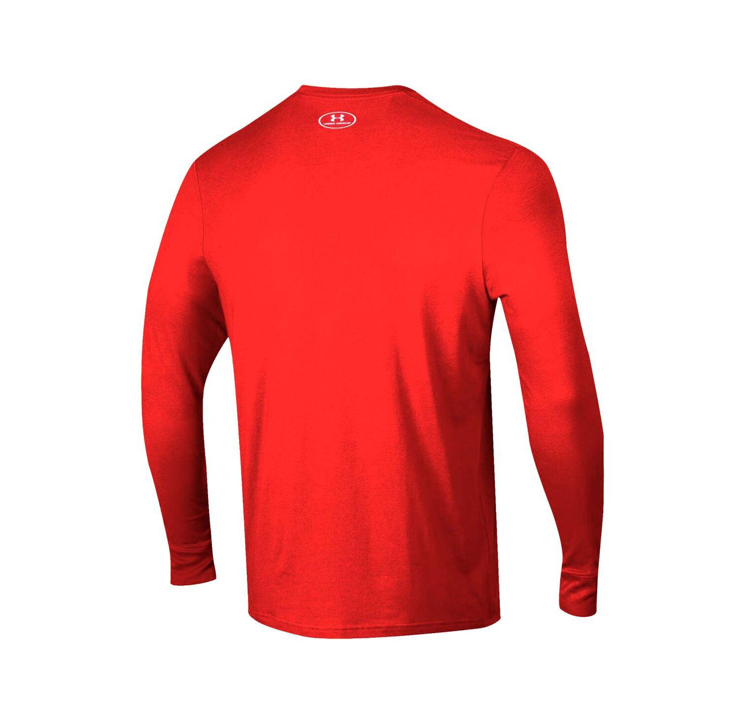 Men's Red Wisconsin Badgers 2025 Sideline Football Performance Cotton Long Sleeve T-Shirt