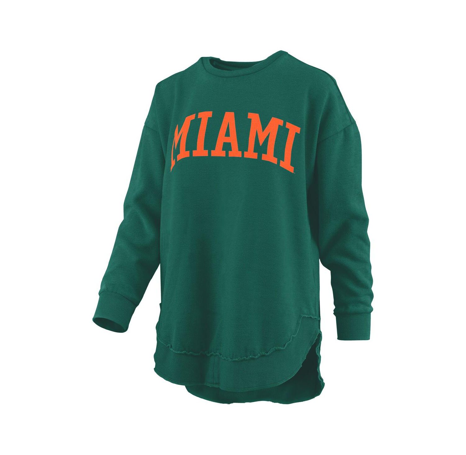 Women's Green Miami Hurricanes M&eacute;lange Poncho Vintage Fleece Long Sleeve Pullover Sweatshirt