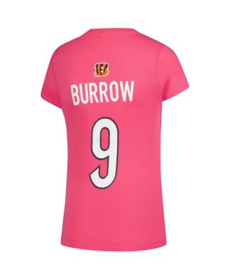 Big Girls Joe Burrow Pink Cincinnati Bengals Player Name Number T-Shirt