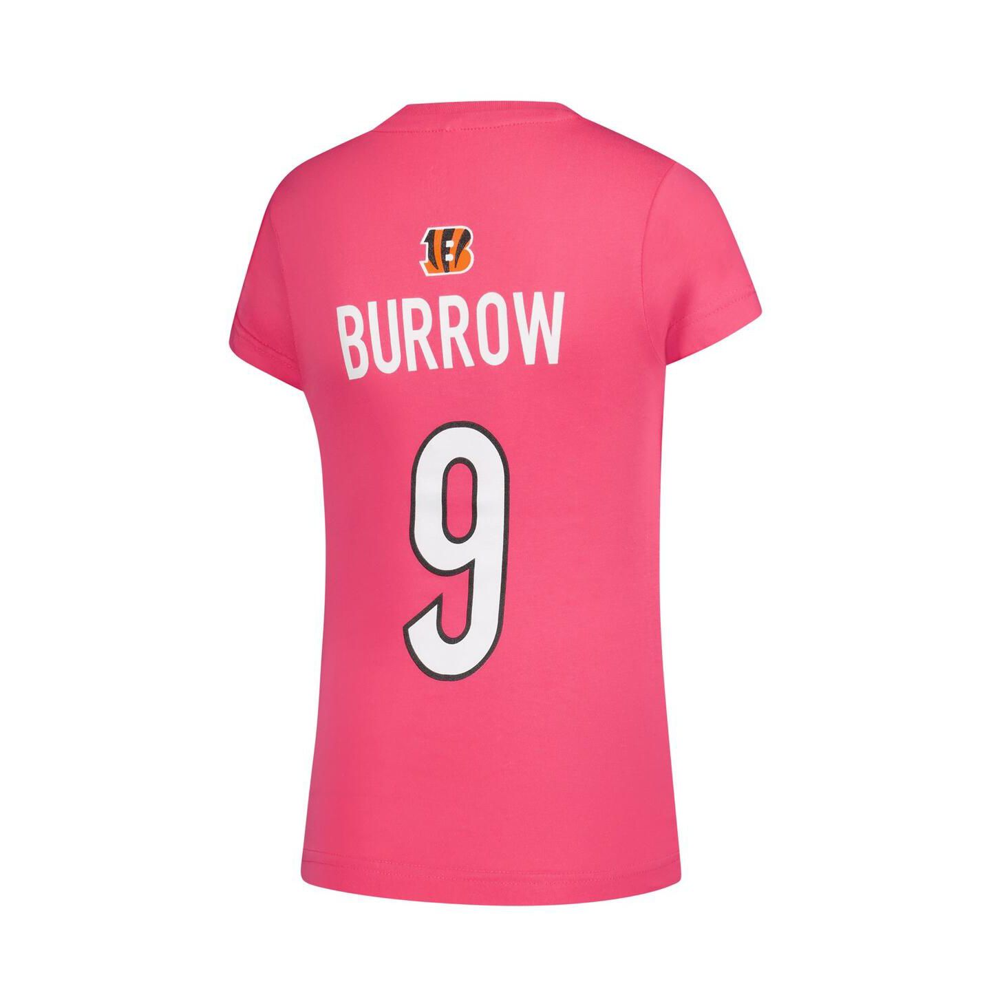 Футболка Nike Joe Burrow Pink Cincinnati Bengals Player Name & Number T-Shirt для девочек — фото 2