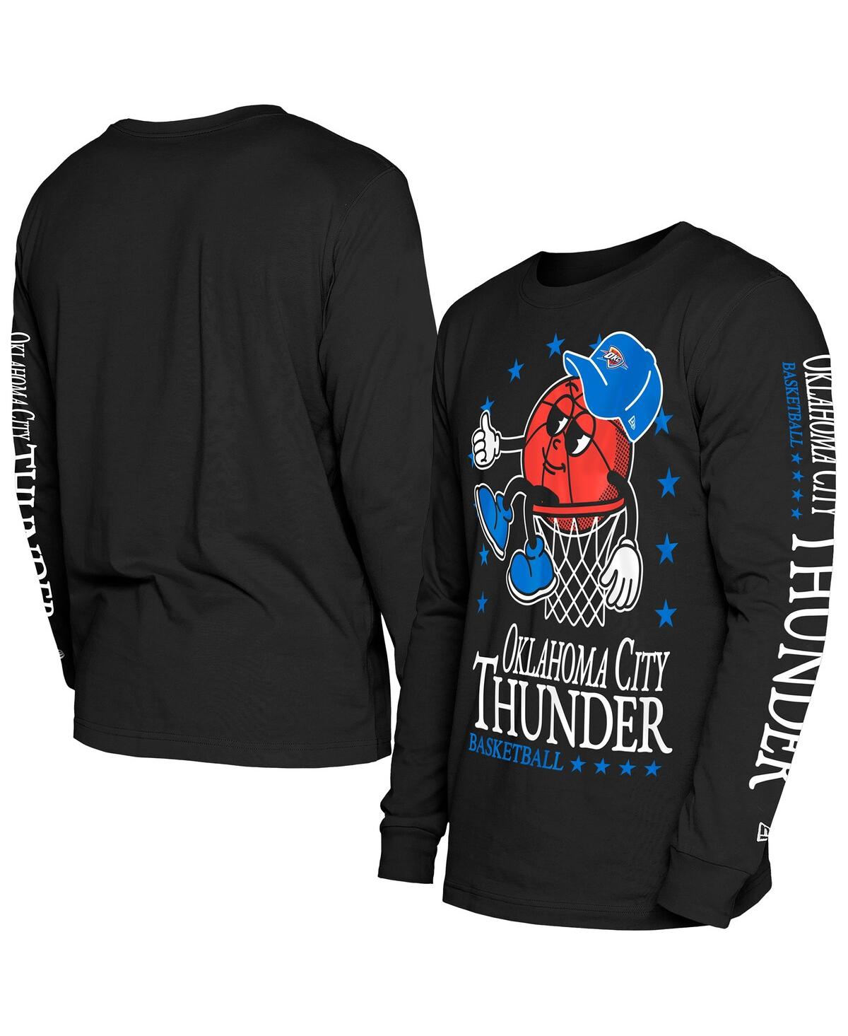 Men's Black Oklahoma City Thunder Old School Sport Long Sleeve T-Shirt - Black