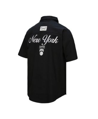 Men's Black New York Knicks Hardwood Classics Camp Shirt