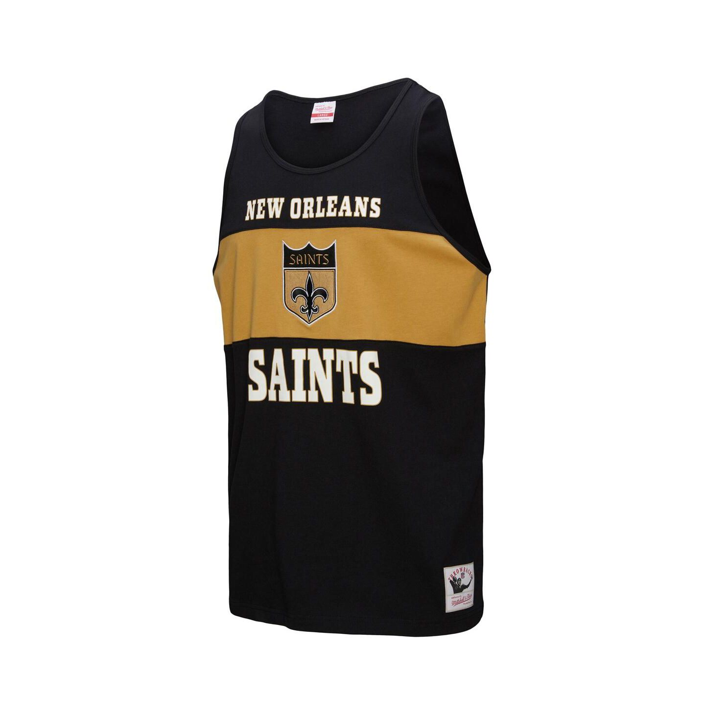 Мужской топ Mitchell & Ness Black New Orleans Saints Retro Color Block — фото 3