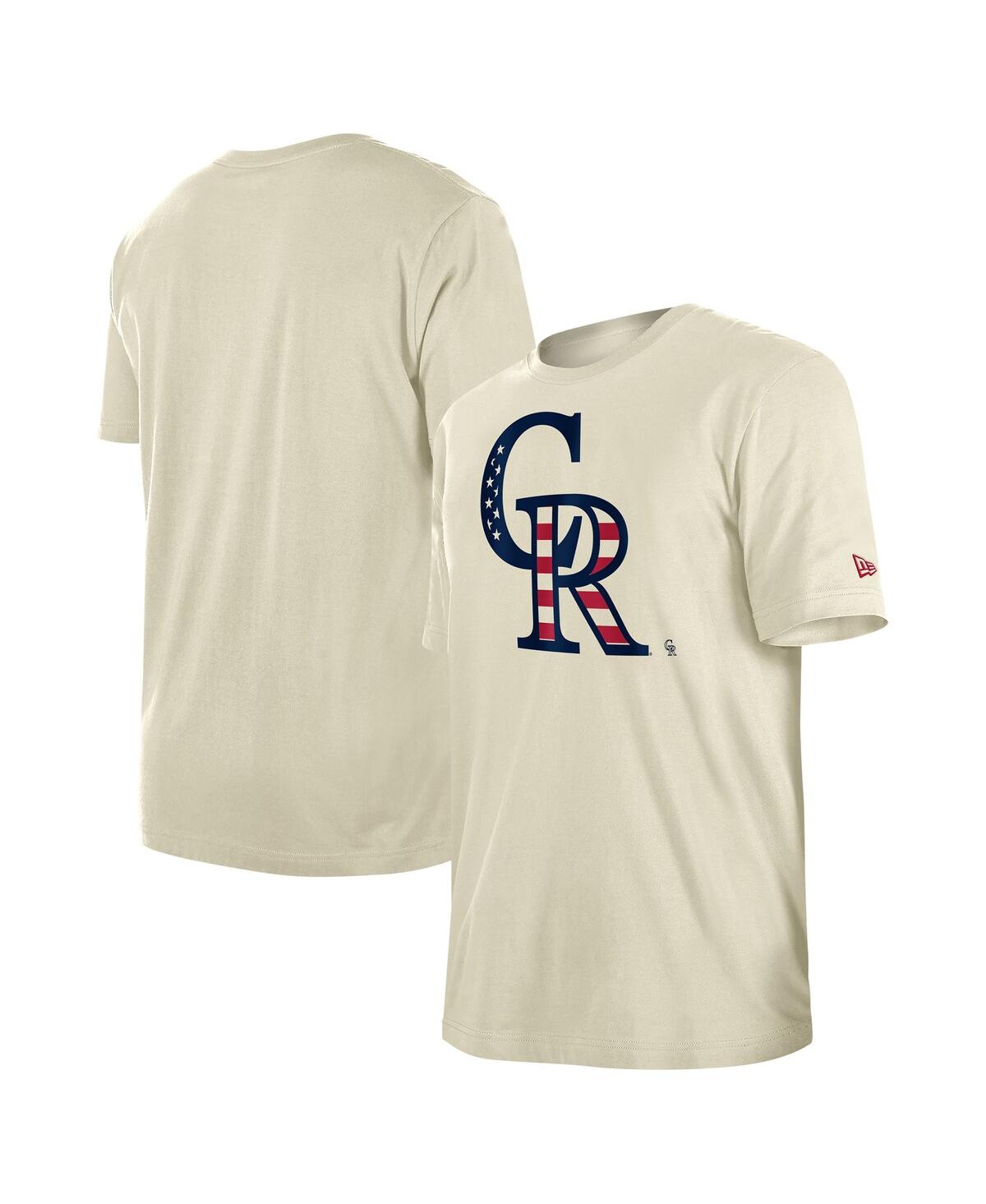 Men's Cream Colorado Rockies Americana Flag Fill T-Shirt - Cream