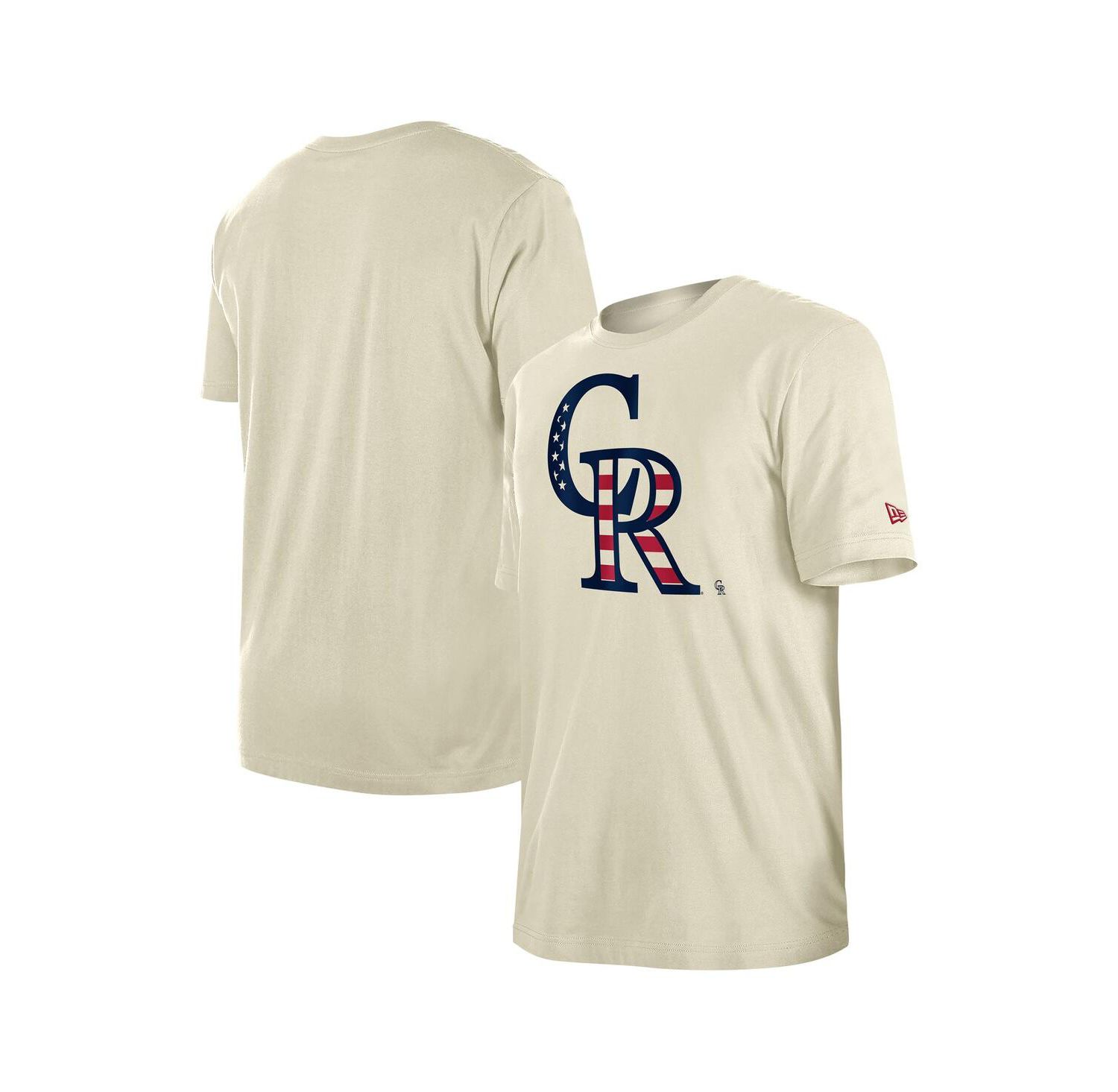 Men's Cream Colorado Rockies Americana Flag Fill T-Shirt