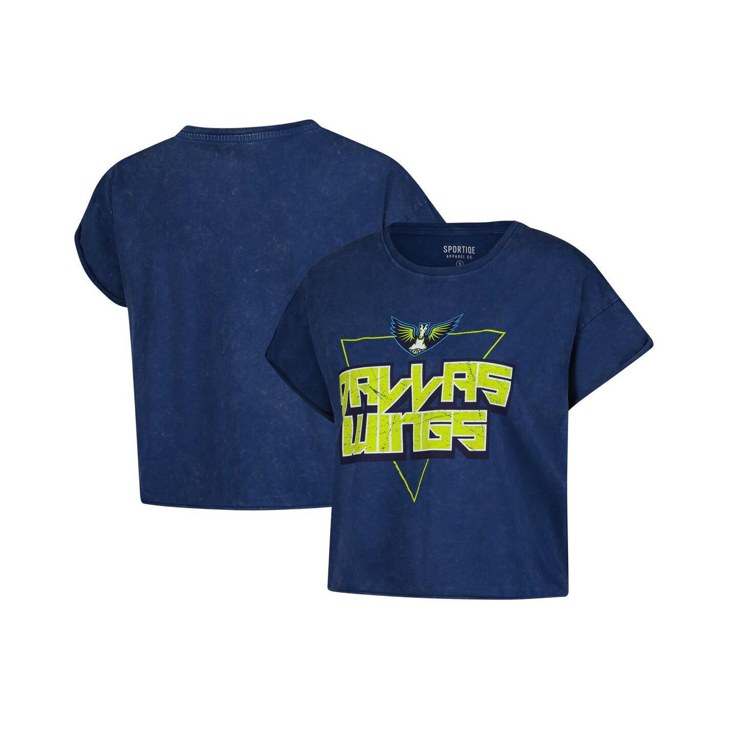 Женская футболка Sportiqe Navy Dallas Wings Rock N Roll Collection Gwen Mineral Wash Cropped — фото 1