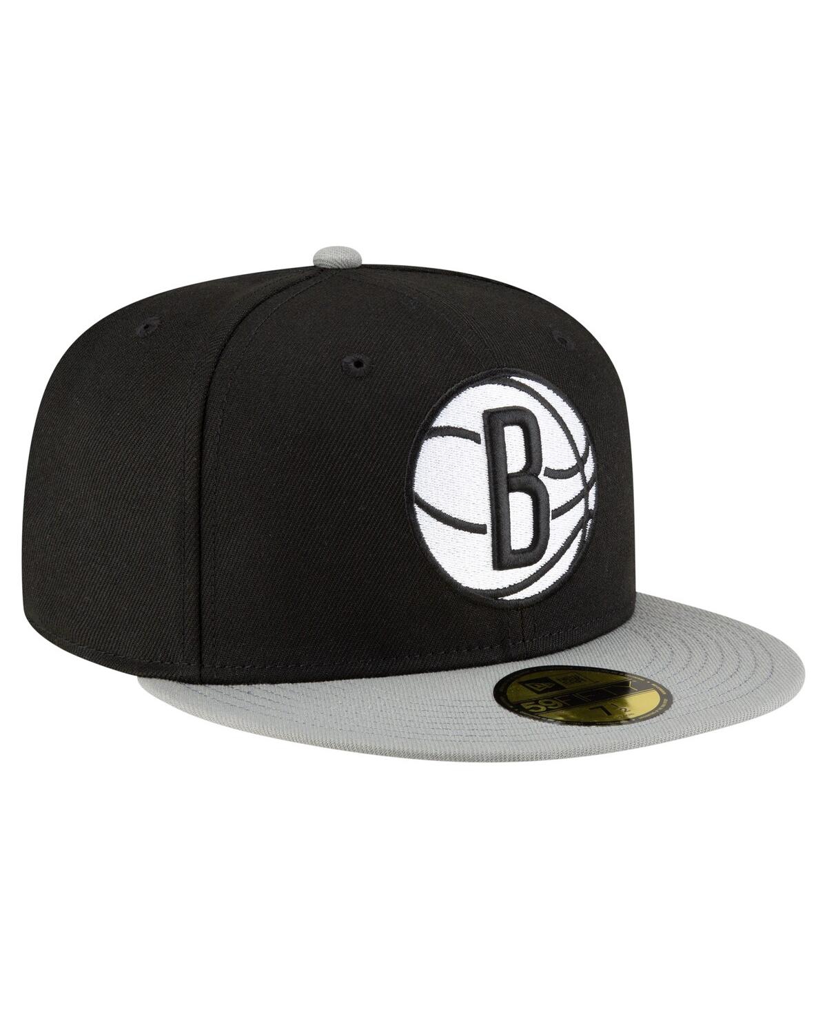 New Era Men's Black/white Brooklyn Nets 2-tone 59fifty Fitted Hat In Multi