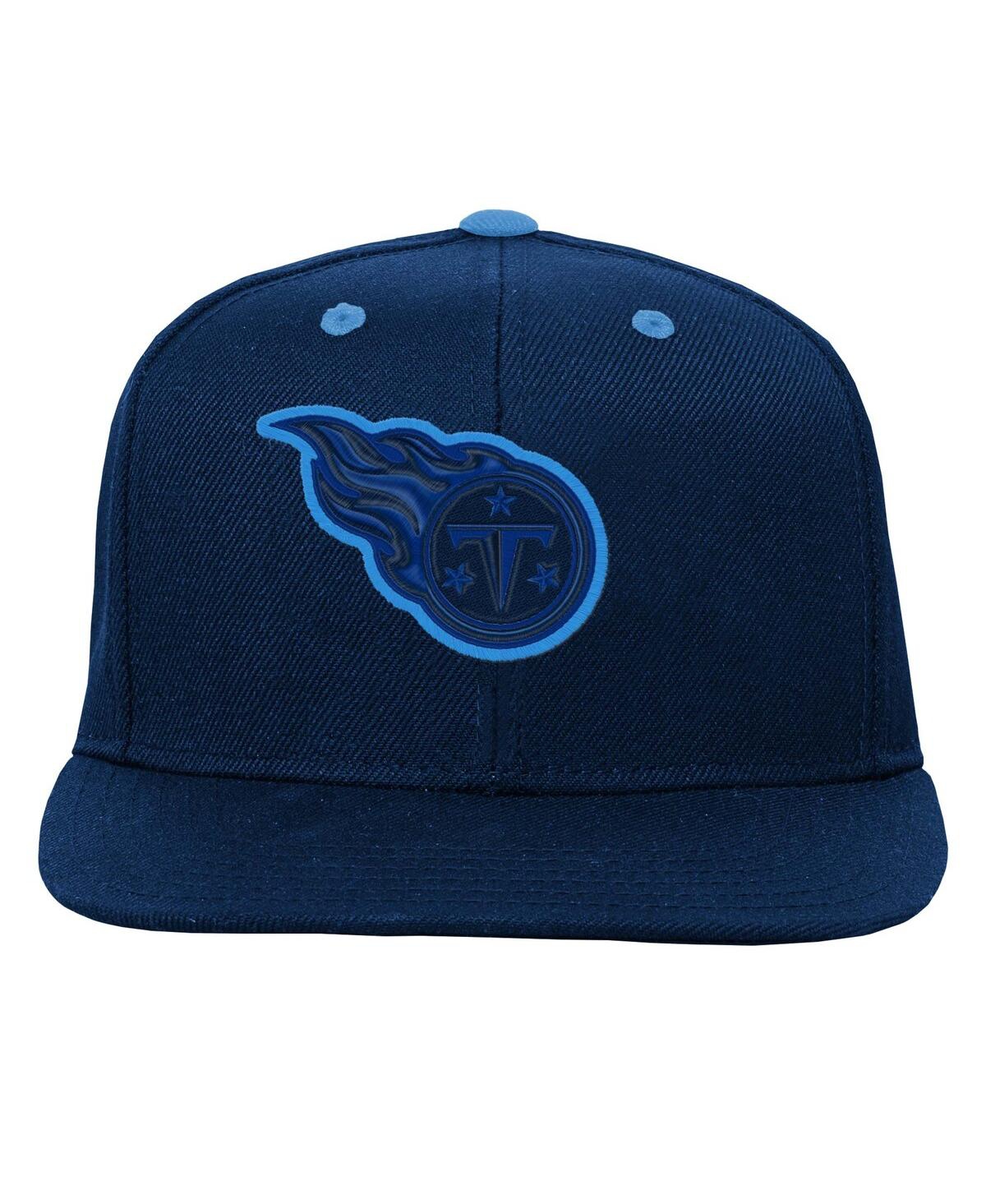 Outerstuff Big Boys And Girls Navy Tennessee Titans Team Color Pop Flat Brim Snapback Hat In Blue