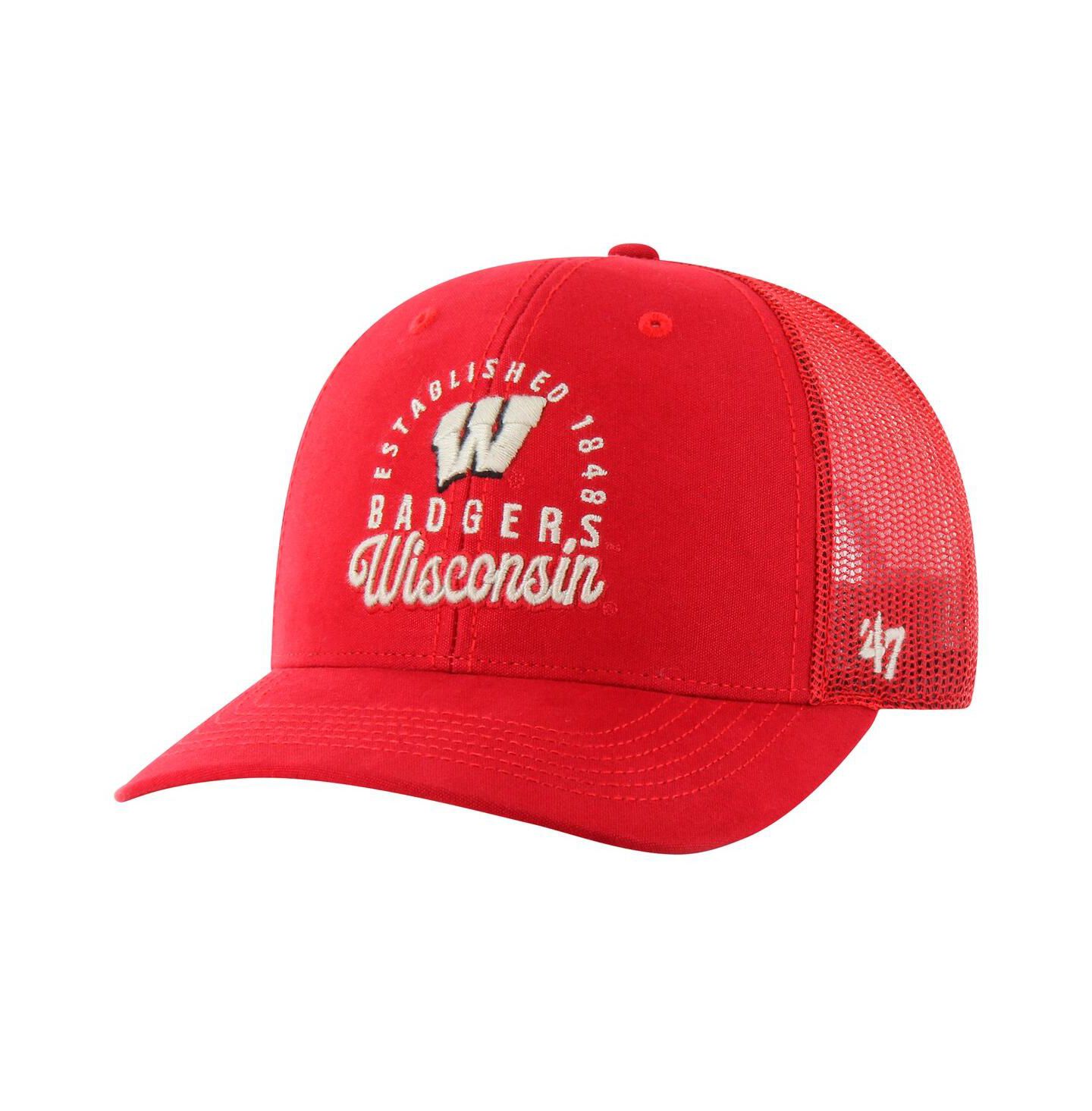 Мужская кепка '47 Brand Red Wisconsin Badgers Pitstop Trucker Adjustable Hat — фото 1