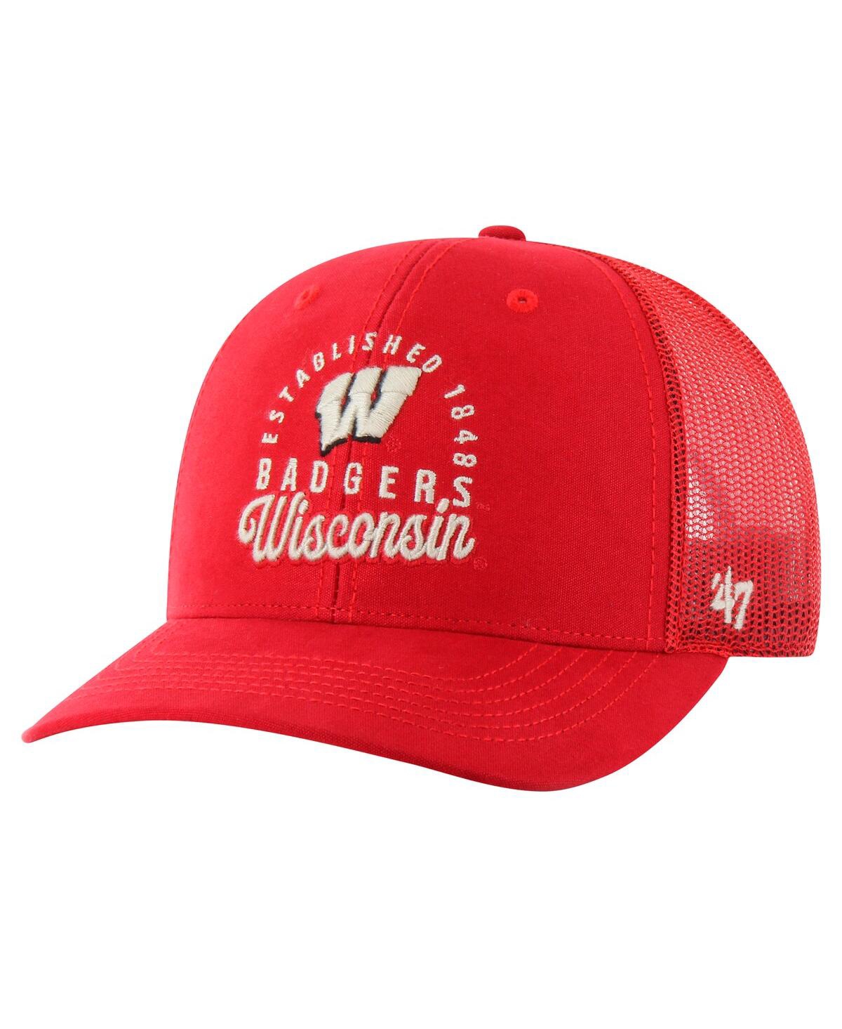 Men's Red Wisconsin Badgers Pitstop Trucker Adjustable Hat - Red