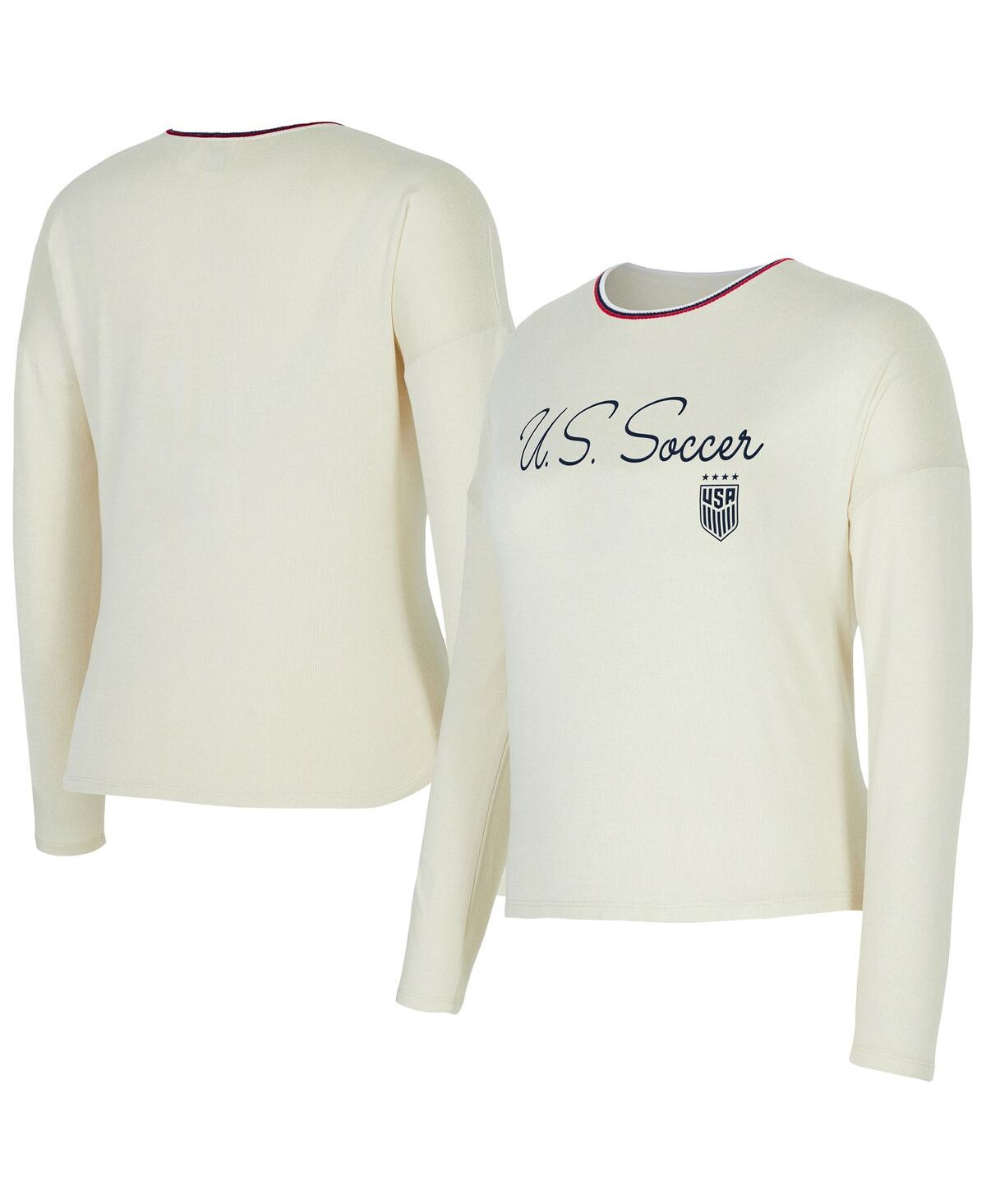 Women's Cream Uswnt Kaki Hacci Knit Pullover Sweatshirt - Cream