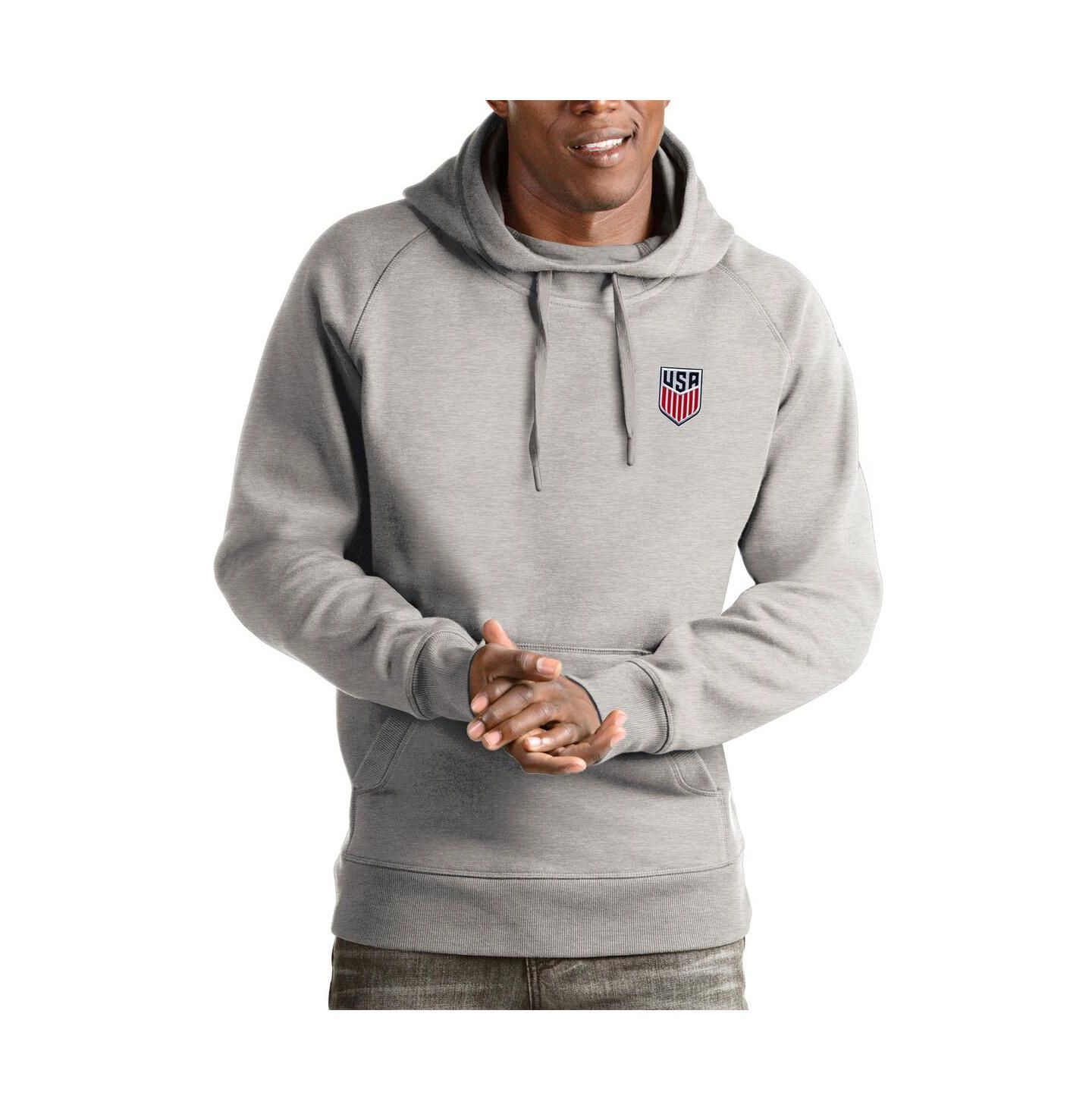 Мужское худи Antigua Gray Usmnt Victory Pullover — фото 1