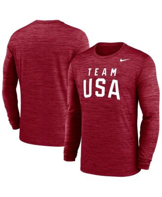 Nike - Men's Red Team USA Training Velocity Long Sleeve Performance T-Shirt
