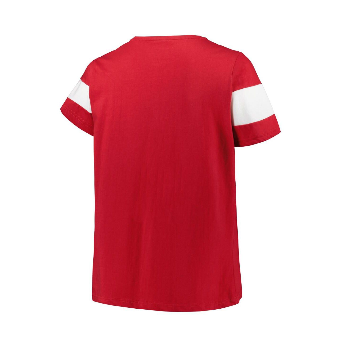 Женская футболка Profile Heather Crimson Alabama Crimson Tide Plus Size Arched City Sleeve Stripe V-Neck — фото 2