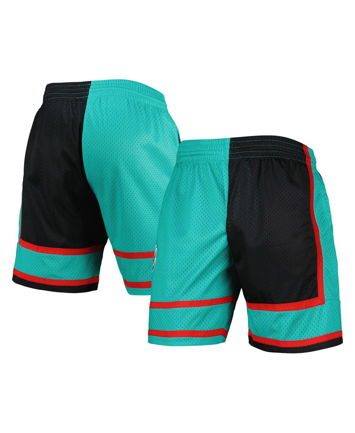 Men's Black/Turquoise Vancouver Grizzlies Hardwood Classics 2001 Split Swingman Shorts - Black, Turquoise