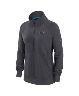 Women's Charcoal Carolina Panthers Premium Raglan Performance Half-Zip Sweatshirt