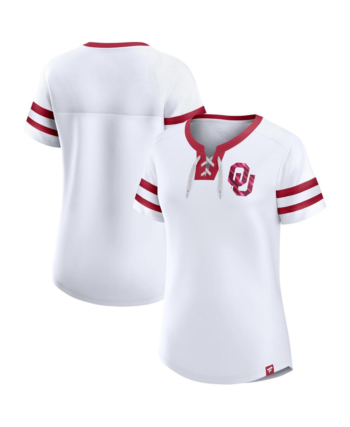 Women's White Oklahoma Sooners Iconic Athena Lace Up T-Shirt - White